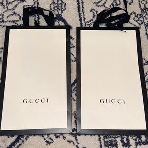Gucci White and Black Shopping Bags